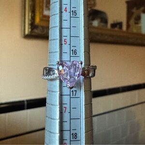 White Gold Filled Pink Heart-Shaped Ring